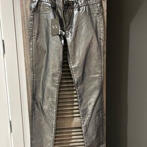 Armani Exchange Shimmering Silver Leggings